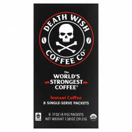 Death Wish Coffee, The World's Strongest Coffee, растворимый кофе, темная обжарка, 8 порционных пакетиков по 4,9 г (17 унций)