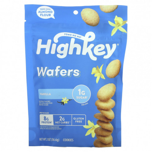 HighKey, Wafers, Vanilla, 2 oz (56.6 g)