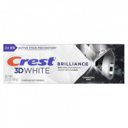 Crest, 3D White, Brilliance, фторидная зубная паста, древесный уголь и мята, 99 г (3,5 унции)