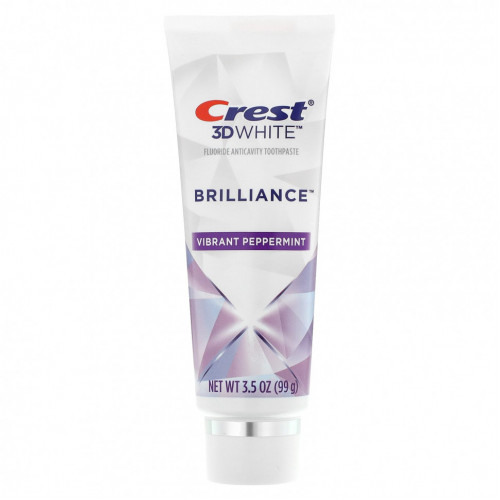 Crest, 3D White, Brilliance, зубная паста с фтором, яркая перечная мята, 3 пакетика по 99 г (3,5 унции)