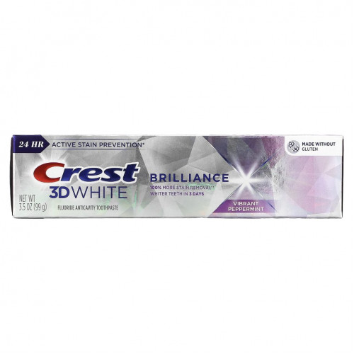 Crest, 3D White, Brilliance, зубная паста с фтором, яркая перечная мята, 3 пакетика по 99 г (3,5 унции)