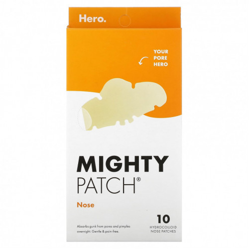 Hero Cosmetics, Mighty Patch, Nose, 10 гидроколлоидных пластырей