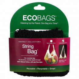 ECOBAGS, Коллекция для рынка, авоська, длинная ручка 22 дюйма, черный, 1 сумка