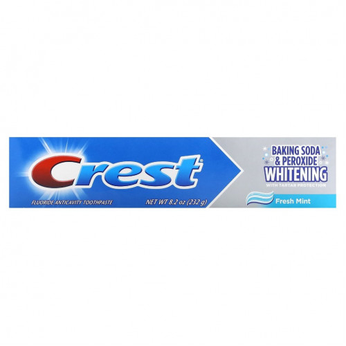 Crest, Пищевая сода и отбеливающая зубная паста с фтором, свежая мята, 232 г (8,2 унции)