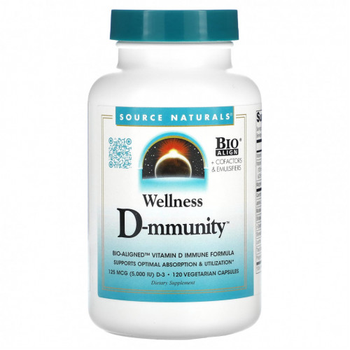 Source Naturals, Wellness D-mmunity, 125 мкг, 120 вегетарианских капсул