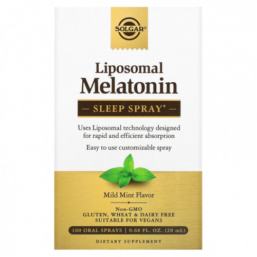 Solgar, Liposoman Melatonin, спрей для сна, мягкая мята, 100 спреев для полости рта, 20 мл (0,68 жидк. Унции)