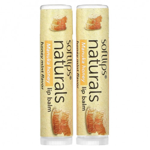 Softlips, Naturals, бальзам для губ с медом манука, мед и мята, 2 палочки по 4,2 г (0,15 унции)