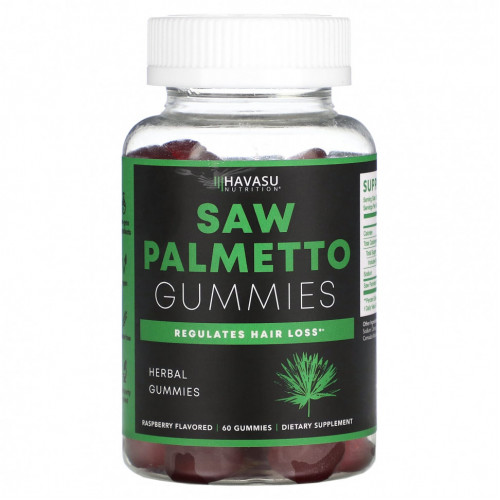 Havasu Nutrition, Жевательные мармеладки Saw Palmetto, малина, 60 жевательных таблеток