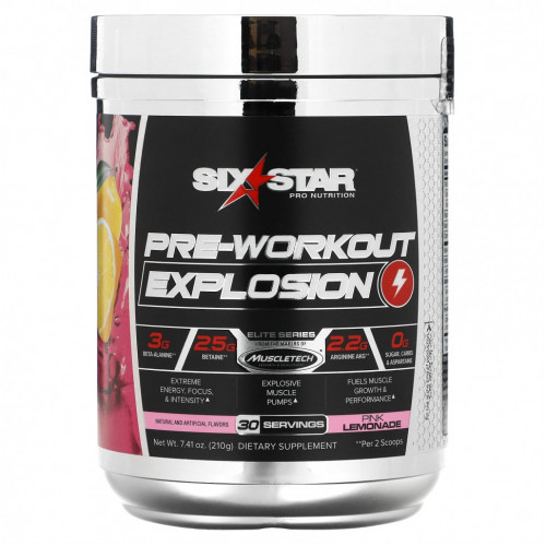 SIXSTAR, Elite Series, Pre-Workout Explosion, Pink Lemonade, 7.41 oz (210 g)