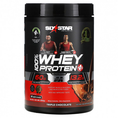 SIXSTAR, Elite Series, 100% Whey Protein Plus, Triple Chocolate, 1.82 lbs (826 g)