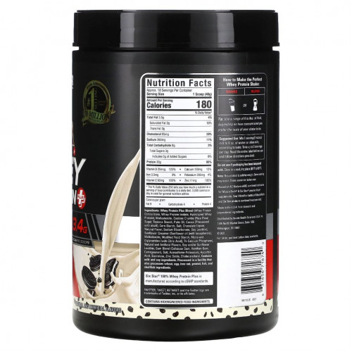 SIXSTAR, Elite Series, 100% Whey Protein Plus, Cookies & Cream, 1.85 lbs (839 g)