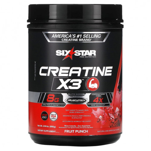 SIXSTAR, Creatine X3, фруктовый пунш, 990 г (2,18 фунта)