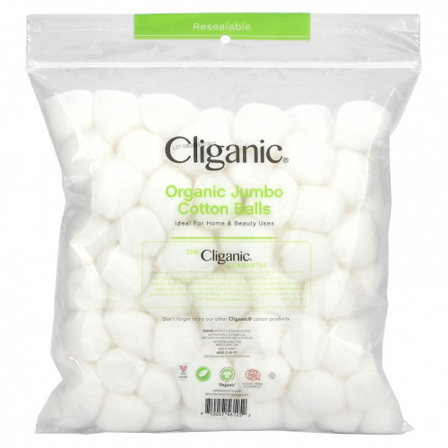 Cliganic, Ватные шарики из органического джамбо, 100 шт.