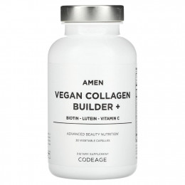 Codeage, Amen, Vegan Collagen Builder +, 30 растительных капсул