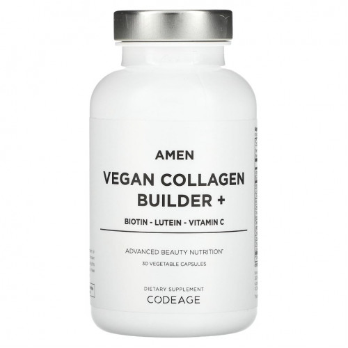 Codeage, Amen, Vegan Collagen Builder +, 30 растительных капсул