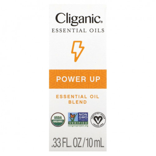 Cliganic, Смесь эфирных масел, Power Up, 10 мл (0,33 жидк. Унции)