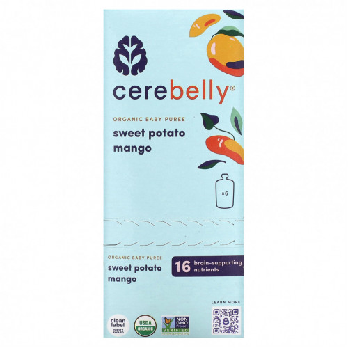 Cerebelly, Organic Baby Puree, Sweet Potato, Mango, 6 Pouches, 4 oz (113 g) Each