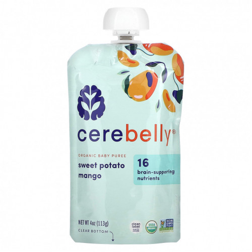 Cerebelly, Organic Baby Puree, Sweet Potato, Mango, 6 Pouches, 4 oz (113 g) Each