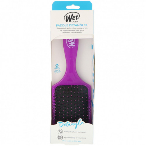 Wet Brush, Paddle Detangler Brush, щетка для легкого расчесывания, пурпурный, 1 шт.