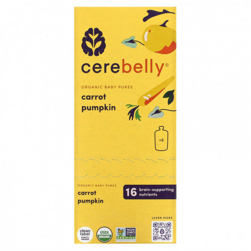 Cerebelly, Organic Baby Puree, Carrot Pumpkin, 6 Pouches, 4 oz (113 g) Each