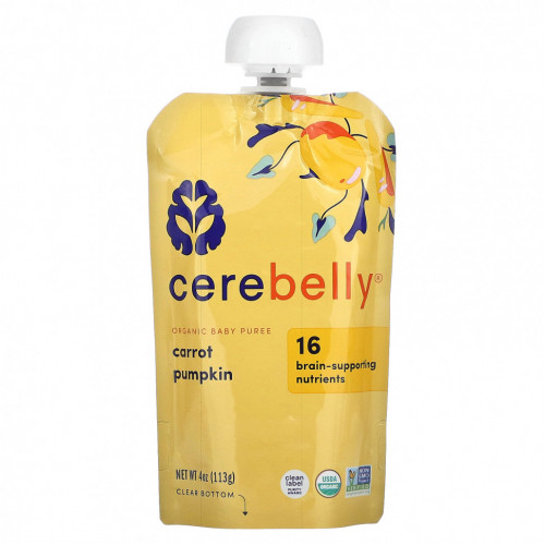 Cerebelly, Organic Baby Puree, Carrot Pumpkin, 6 Pouches, 4 oz (113 g) Each