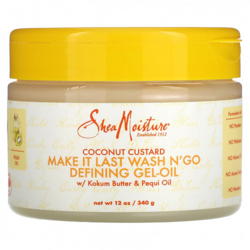 SheaMoisture, Make It Last Wash N'Go Defining, гель-масло, кокосовый крем, 340 г (12 унций)