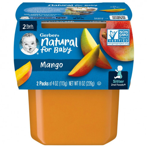 Gerber, Natural for Baby, 2nd Foods, манго, 2 пакетика по 113 г (4 унции)