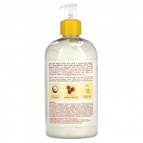 SheaMoisture, Make It Last Wash N 'Go, кондиционер для кудрявых волос, кокосовый крем, 384 мл (13 жидк. Унций)