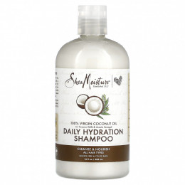 SheaMoisture, 100% кокосовое масло первого отжима, шампунь для ежедневного увлажнения, для всех типов волос, 384 мл (13 жидк. Унций)