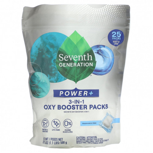 Seventh Generation, Power +, Oxy Booster Pack, без отдушек, 500 г (1,1 фунта)