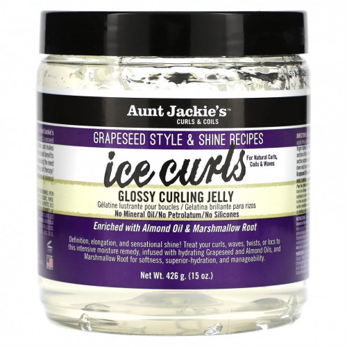 Aunt Jackie's Curls & Coils, Ice Curls, глянцевое желе для завивки волос, 426 г (15 унций)