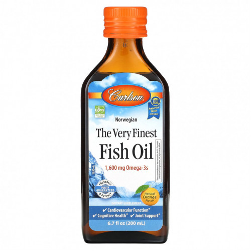 Carlson, The Very Finest Fish Oil, натуральный апельсин, 200 мл (6,7 жидк. Унции)