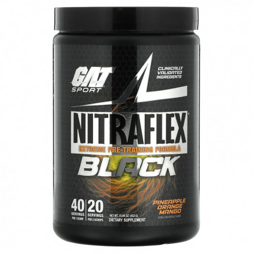 GAT, NITRAFLEX Black, ананас, апельсин и манго, 452 г (15,94 унции)