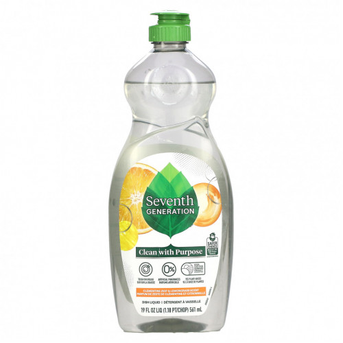 Seventh Generation, Dish Liquid, цедра клементина и лемонграсс, 561 мл (19 жидк. Унций)