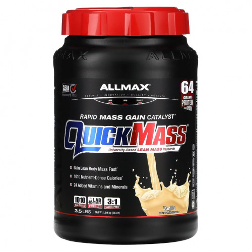 ALLMAX, Quick Mass, катализатор для быстрого набора массы, ваниль, 1,59 кг (3,5 фунта)