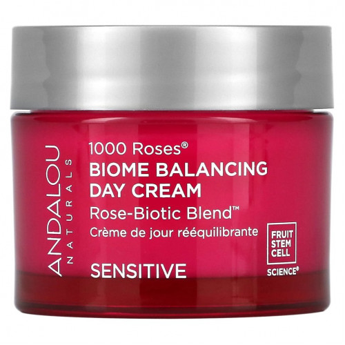 Andalou Naturals, 1000 Roses, дневной балансирующий крем Biome, для чувствительной кожи, 50 г (17 унций)