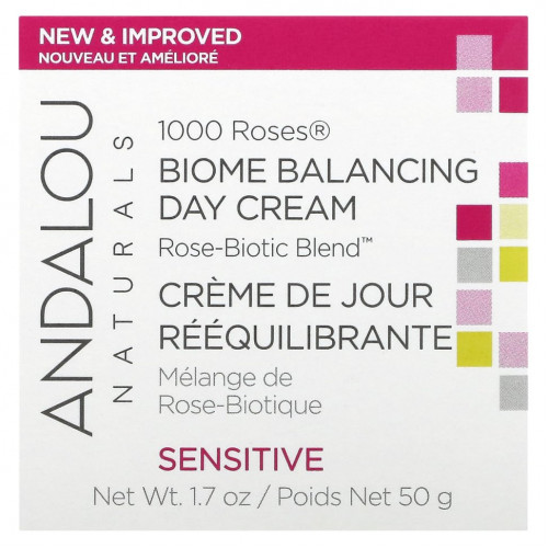 Andalou Naturals, 1000 Roses, дневной балансирующий крем Biome, для чувствительной кожи, 50 г (17 унций)