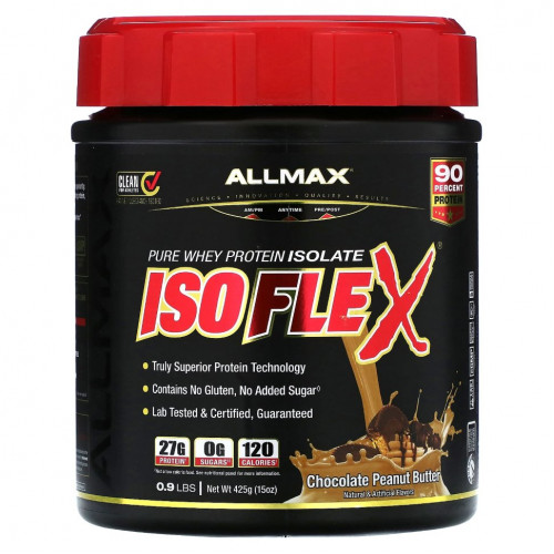 ALLMAX, Isoflex, чистый изолят сывороточного протеина, шоколад с арахисовой пастой, 425 г (0,9 фунта)