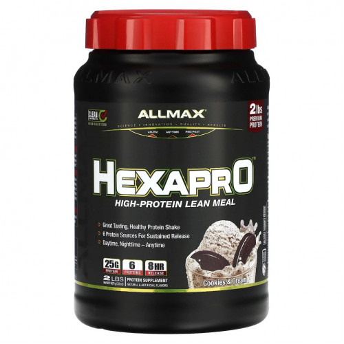 ALLMAX, HEXAPRO, постная еда с высоким содержанием белка, печенье и сливки, 907 г (2 фунта)