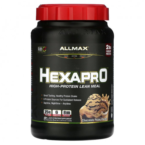 ALLMAX, Hexapro, постная еда с высоким содержанием белка, шоколад и арахисовая паста, 907 г (2 фунта)