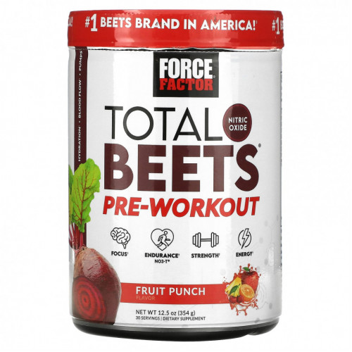 Force Factor, Total Beets, перед тренировкой, фруктовый пунш, 354 г (12,5 унции)