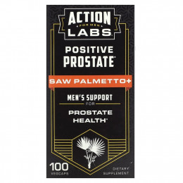 Action Labs, Positive Prostate, пальма сереноа, поддержка для мужчин, 100 растительных капсул