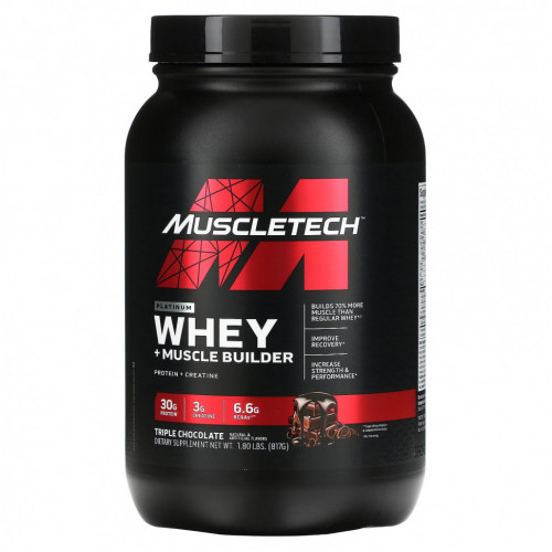 MuscleTech, Platinum Whey + Muscle Builder, тройной шоколад, 817 г (1,8 фунта)