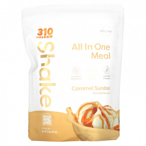 310 Nutrition, All-In-One Meal Shake, мороженое с карамелью, 407,4 г (14,4 унции)