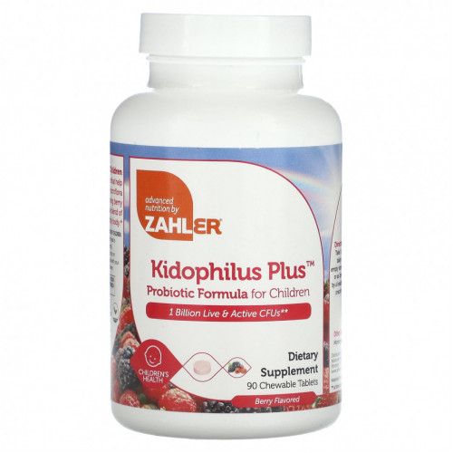 Zahler, Kidophilus Plus, пробиотическая смесь для детей, ягоды, 1 млрд КОЕ, 90 жевательных таблеток