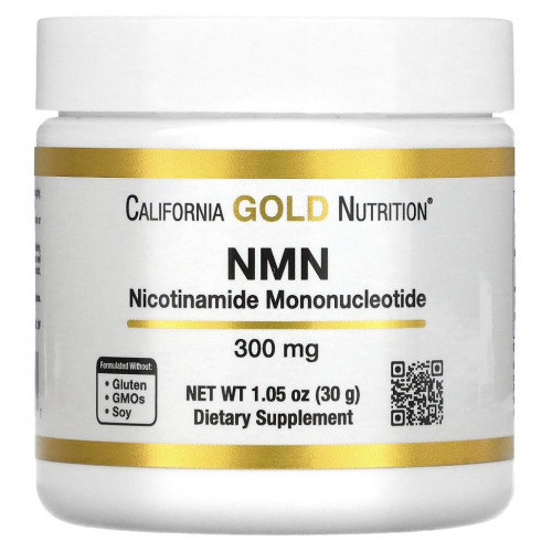 California Gold Nutrition, NMN в порошке, 300 мг, 30 г (1,05 унции)