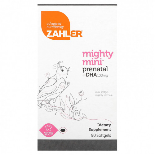 Zahler, Mighty Mini Prenatal + DHA, 100 мг, 90 мягких таблеток