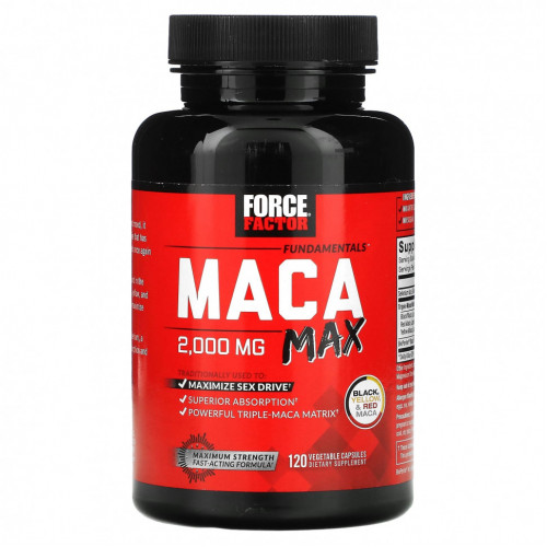 Force Factor, Fundamentals, Maca Max, 500 мг, 120 растительных капсул