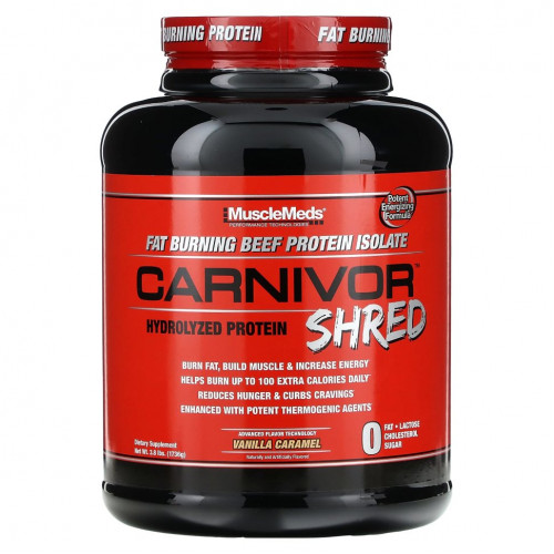 MuscleMeds, Carnivor Shred, гидролизованный протеин, ванильная карамель, 1736 г (3,8 фунта)