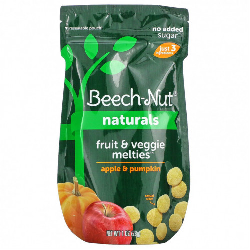 Beech-Nut, Naturals, фруктово-овощная смесь, этап 3, яблоко и тыква, 28 г (1 унция)